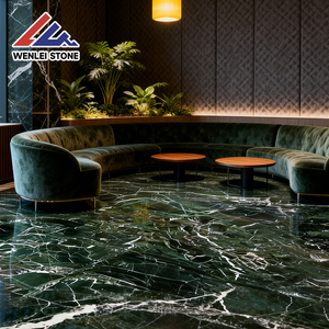 Wenlei Luxury Green Net Vein Marble Slab Polished <strong>Dark</strong> Green Marble for Background Wall Custom Processing for Global Projects - Product Image 2