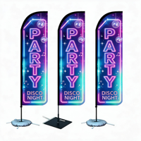 Drapeau de plage en polyester coupe-vent avec plumes, personnalisé avec support pour anniversaire, fête, publicité