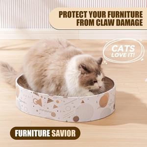 Rascador de Cartón Corrugado Ovalado Ecológico y Resistente para Gatos, Rascador de Cartón para Gatos de Interior, Protector de Muebles - Product Image 3