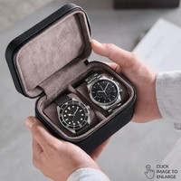 Étui de voyage pour montres personnalisé avec logo, pour 2 montres, en cuir grainé avec fermeture éclair, boîte de rangement et protection pour montres homme, vente en gros usine