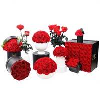 Décoration personnalisée pour la maison, cadeau de la Saint-Valentin, plantes éternelles, bouquet de fleurs, roses stabilisées et préservées à longue tige dans une boîte et un vase
