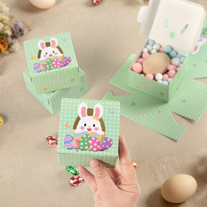 กล่องของขวัญ<span class=keywords><strong>กระดาษ</strong></span>ลายกระต่ายอีสเตอร์สีเขียวสี่เหลี่ยมจุด - Product Image 2
