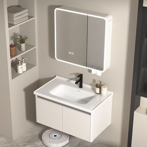 Moderne Personnalisable Haute Qualité Rock Panel LED Miroir Salle De Bains Lavabo Armoire Hôtel Coin Triangle Miroir Armoire Vanité Combo - Product Image 1