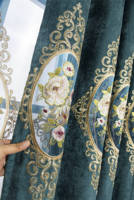 Rideaux occultants de luxe brodés de fleurs, 100 % polyester, à œillets, prêts à poser, style européen, vente en gros, best-sellers