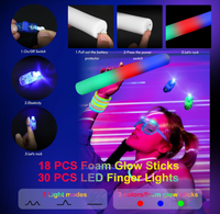 Bâtons lumineux néon en mousse, bracelets, colliers, serre-têtes oreilles de lapin, lunettes LED, lumières pour doigts pour Noël, Halloween, bars, soirées DJ, cadeaux et événements festifs