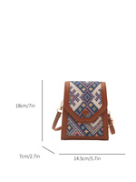 Sac à main mini vintage à motif géométrique ethnique en polyester, sac bandoulière petit format pour femme, usage quotidien