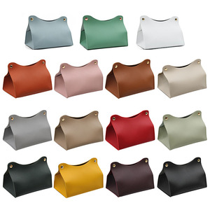 Quick Ship Luxury Home Decor PU Leather Tissue Box <b>Cover</b> 15 Colors Napkin Holder Organizer for Home Office Car Gift Tissue Case - Product Image 1