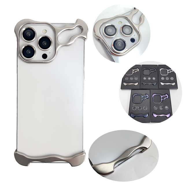 Fashion Design Aluminum Frame Bumper Phone Case Metal Corner Pad with Camera Lens Protector Cover for iPhone 16 15 Pro Max