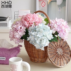 Fleurs d'hortensia artificielles en soie rose, blanches et bleues pour décoration de mariage et arrangement de la maison - Product Image 4