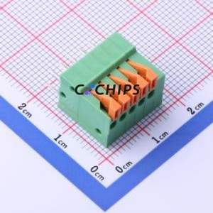 JL141V-25405GA1 Spring Terminal Block Through hole Component (THT),P=2.54mm Connector 1x5P 2.54mm Green Through Hole - Product Image 1