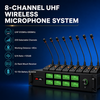 Système de microphone sans fil 8 canaux JSL UHF, micro de conférence col de cygne, récepteur rack 2U, 610-690 MHz, 200 canaux, portée 80 m