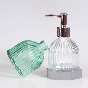 Bouteille de savon liquide pour les mains en verre transparent écologique de 200ml avec pompe