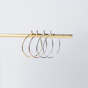 Boucles <span class=keywords><strong>d</strong></span>'oreilles créoles classiques en <span class=keywords><strong>argent</strong></span> Sterling 925 mode 0.7mm fil <span class=keywords><strong>oreille</strong></span> ronde cerceaux bijoux pour femmes - Product Image 1