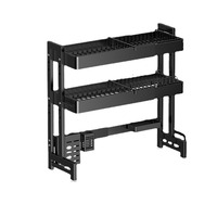 Étagère de rangement pour vaisselle de cuisine à 3 couches en métal enduit de poudre blanc et noir écologique avec fonction de vidange pour bols et tasses