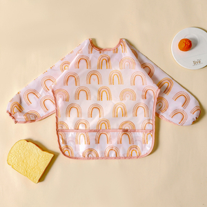 Babero de alimentación Unisex para niños pequeños recién nacidos, tela de punto ODM con estampado de dibujos animados, babero de invierno de manga larga para bebé para la temporada de otoño - Product Image 1