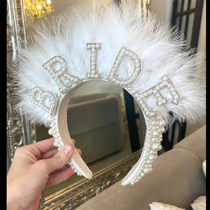 رباط رأس من ريش اللؤلؤ لحفلة العزاب، رباطات شعر للعروسة لحفلة المولود، حبل شعر لحفلات الزفاف، أكسسوارات شعر - Product Image 4