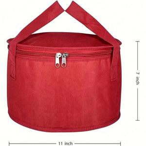 Custom Round Cooler Bag Reusable 600D Polyester Cylinder Insulated Lunch Tote Carry Bag With <b>Food</b> <b>Container</b> - Product Image 3