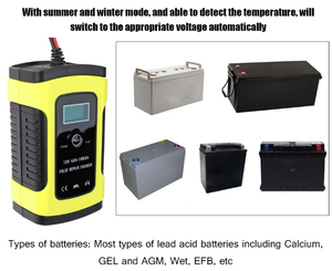 Cargador de Batería de Coche de 12V, Totalmente Automático, con Pulso de Reparación, Recuperación, para Baterías de Plomo-Ácido Húmedas y Secas, AWG <span class=keywords><strong>GEL</strong></span>, Pantalla LCD Digital - Product Image 4