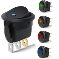 Interrupteur à bascule rond de 20 mm, 12 volts, 20 ampères, 3 broches, marche/arrêt, pour cafetière, bateau, voiture, mini-interrupteur à bascule LED