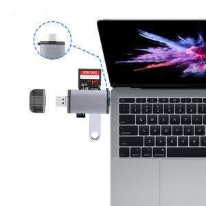 เครื่องอ่านการ์ดหลายประเภท C พร้อมพอร์ต USB สำหรับการ์ดหน่วยความจำ SD TF โทรศัพท์มือถือใช้อลูมิเนียมภายนอก - Product Image 2