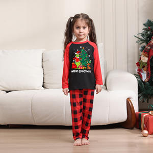 Set di pigiami <span class=keywords><strong>natalizi</strong></span> stampa babbo natale da <span class=keywords><strong>donna</strong></span> rosso Plaid manica lunga abbigliamento da salotto per l'estate per le vacanze autunno primavera - Product Image 2