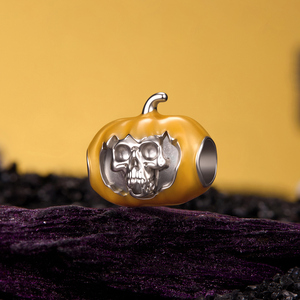 Silver Plated Pumpkin Charm With <b>Skull</b> Design Alloy Punk Style Unisex <b>Gift</b> Jewelry - Product Image 4
