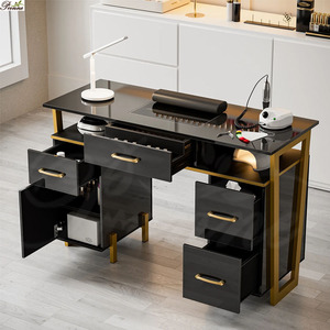 Table de <span class=keywords><strong>manucure</strong></span> moderne brillante avec cadre métallique, station de travail pour technicien des ongles, résistante à l'acétone, poste de travail de beauté pour salon - Product Image 4