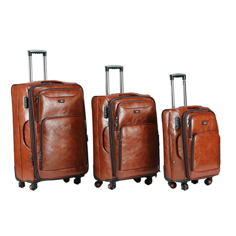 Hochwertiger PU-Leder koffer 20/24/28 Zoll Handgepäck Vintage Trolley Gepäck Wasserdichte Reisegepäck tasche