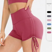 Yutuo Damen High-Waist Einfarbige Übergrößen Fitnesshose Dreiviertel-Yoga-Shorts Hüftliftende Lauf-Trainings-Sportshorts Elastisch