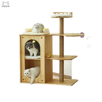 Arbre à chat en bois en gros avec condo double niveau, poteau à gratter en sisal durable, finition huile de cire de bois, mobilier d'escalade pour chat