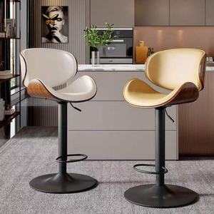 Taburete Alto Giratorio de Cuero de Lujo Moderno, Apto para Bares, Cocinas y Restaurantes - Product Image 3