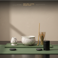 Kit de Voyage Matcha : Bol, Fouet en Céramique, Outils et Accessoires pour le Thé Matcha, Ensemble de Fouets Cérémoniels en Chrome