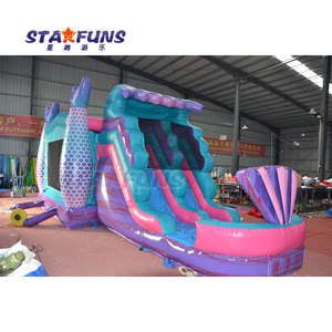 Castillo hinchable inflable Multicolor para exteriores comercial con tobogán, casa de rebote de fondo marino, Castillo de salto inflable con tobogán - Product Image 5