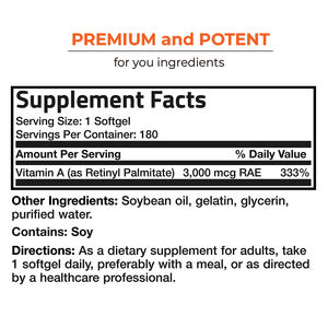 Capsules molles de vitamine A OEM, vision, immunité, croissance, reproduction saine, complément de vitamine en gélules molles 10 000 UI pour adultes - Product Image 3