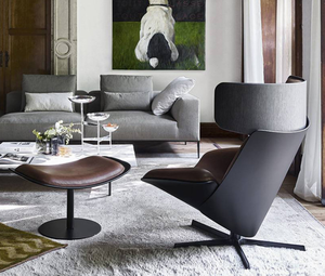 Fauteuil de style vintage français en fibre de verre avec cuir véritable et métal pour chambre à coucher, hôtel, loisirs en plein air - Product Image 5