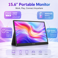 Monitor Portátil R&E de 15.6 Pulgadas, Inalámbrico, con Batería Integrada de 4000 mAh, Full HD 1080P, USB-C, HDMI, Segundo Monitor Externo, Pantalla para Juegos