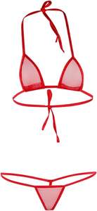 Set Lingerie Bikini transparan seksi untuk wanita, 2 potong dengan Logo pinggang pola polos - Product Image 5