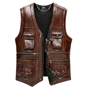Chemise en cuir pour homme automne-hiver 2024, col montant à bouton unique, style décontracté urbain, manches longues, imperméable 300g, plusieurs coloris - Product Image 1