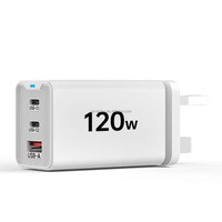 Chargeur mural USB-C 120W à 3 ports avec prise EU US UK, charge rapide USB Type C PD, charge rapide Type-C 3.0, adaptateur pour téléphone portable