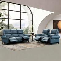 Ensemble de canapés inclinables électriques modernes de luxe avec système audio intégré, revêtement en cuir, table console multimédia pour cinéma haut de gamme