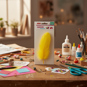 Piuma di gallinaccia ILAN 14 cm gialla per decorazioni artigianali e progetti artistici fai da te - Product Image 2