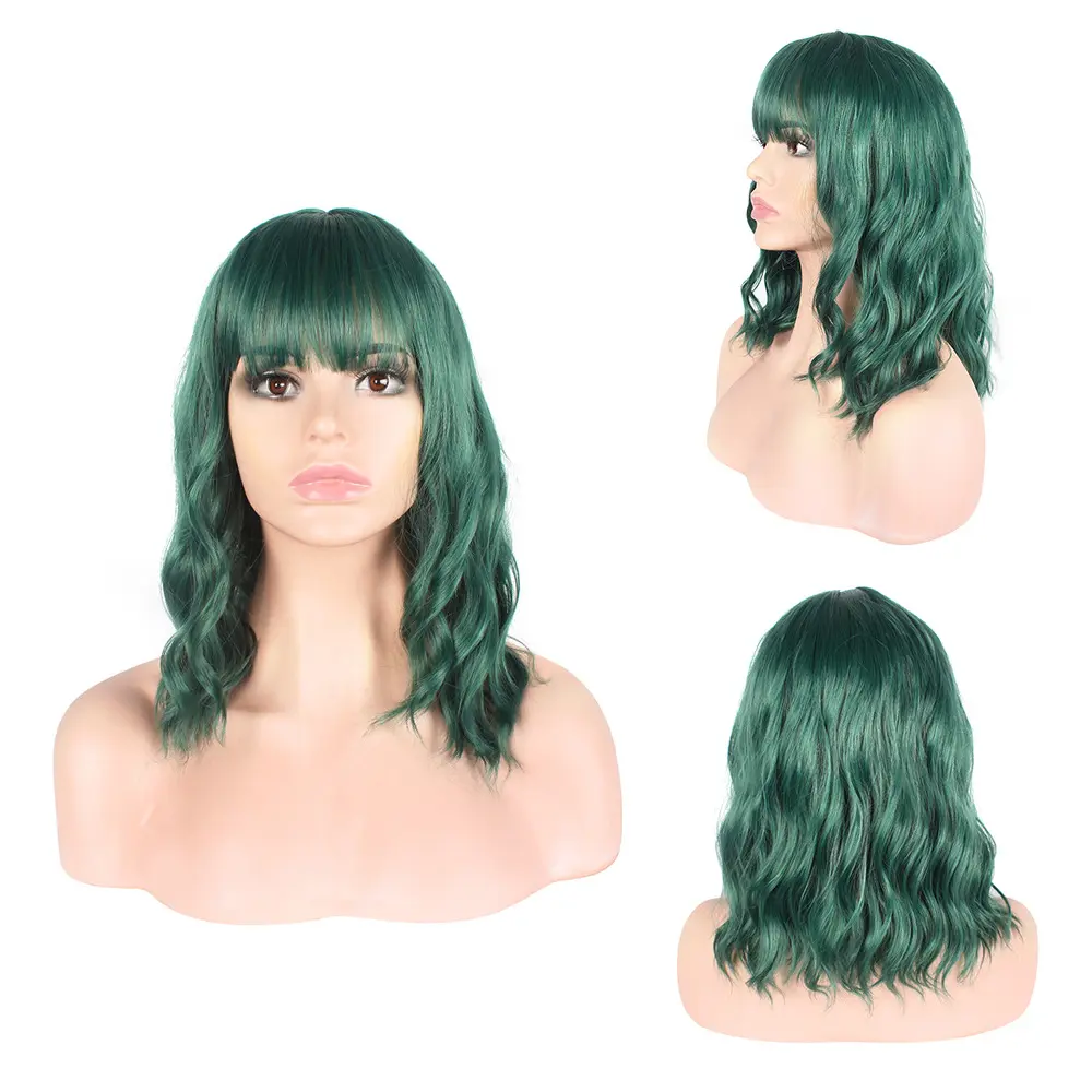 Black Blue Pink Purple Green Cut Short Heat Resistant Fiber Color Wigs Synthetic Wigs For Cosplay