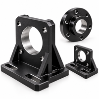 Braket Flens Dudukan Motor Servo Aluminium Hitam Anodized Kustom, Bagian Mesin CNC untuk Peralatan Kontrol Gerak