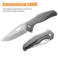Couteau de poche pliant EDC haut de gamme avec manche en titane pour le camping et la randonnée en extérieur, logo personnalisé, OEM, ODM, vente en gros, fournisseur en gros d'usine