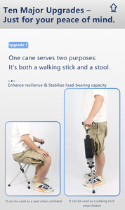 Bastón <span class=keywords><strong>de</strong></span> Senderismo 2 en 1 <span class=keywords><strong>de</strong></span> Aleación <span class=keywords><strong>de</strong></span> Aluminio Personalizado, Silla Plegable con un Solo Clic, con Tapete Antideslizante para Acampar, Picnic al Aire Libre - Product Image 3