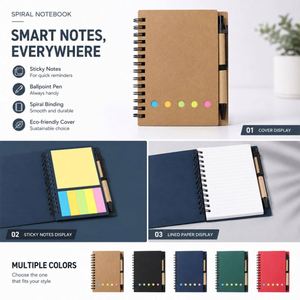 Wholesale Custom Logo Sticky Note Pen Kraft Paper <b>Notebook</b> Personalized Promotional Business Gift with Sticky Page <b>Pad</b> Note Book - Product Image 2