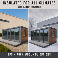 Maison conteneur moderne préfabriquée de 20 pieds, modulaire, écologique et économe en énergie, avec mur-rideau en verre