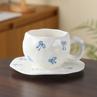 Ensemble de tasses en céramique avec soucoupe 250 ml, tasse à café et à thé pour la maison, le café et les cadeaux