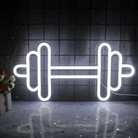 Enseigne néon étanche sur le thème du fitness, haltères, musculation, sport, affichage néon graphique pour centre de fitness, salle de sport à domicile, studio d'entraînement