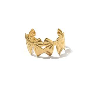 Bracelet manchette tendance en acier inoxydable 316L plaqué or PVD, bijoux durables et résistants - Product Image 1